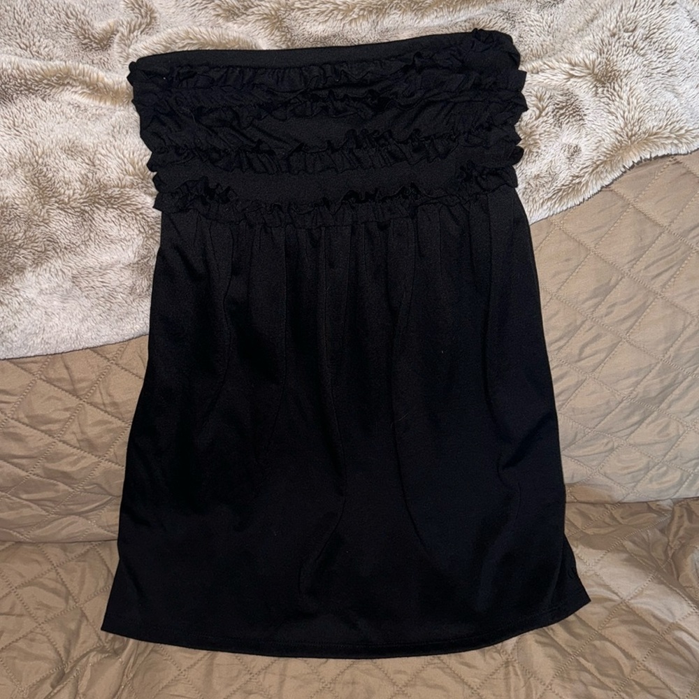 Black Cover-up or Dress with Ruffles on Top